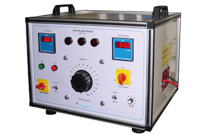 The test bench tests the di-electric withstand capability of the product with settable high voltage and allowable leakage current