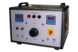 The test bench tests the di-electric withstand capability of the product with settable high voltage and allowable leakage current