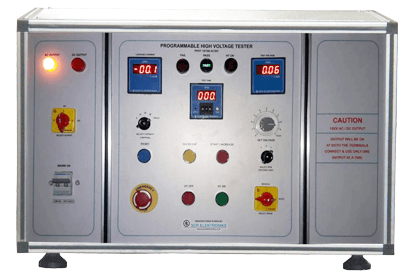 The test bench tests the di-electric withstand capability of the product with settable high voltage and allowable leakage current