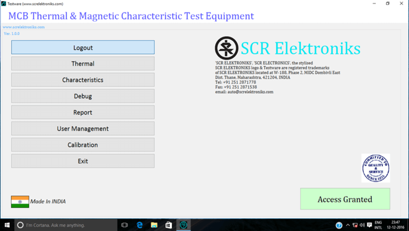 SCR Elektroniks test equipment helps in debugging and generating reports
