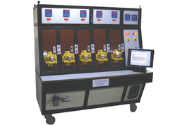 The test bench is primarily designed to hold and connect multi pole MCBs for thermal verification